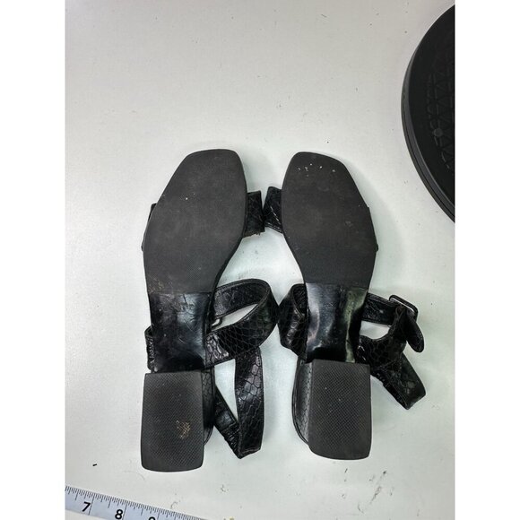 Robert Clergerie Strappy Sandals Black Reptile Embossed VTG 90s Sandals Sz 7.5 - Picture 9 of 10